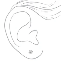 C LUXE by Claire's Silver-tone Titanium Cubic Zirconia 6mm Round Stud Earrings