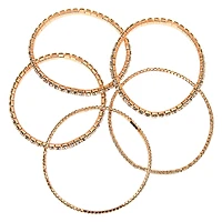 Rose Gold-tone Rhinestone Stretch Bracelets - 5 Pack