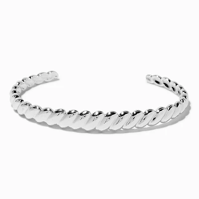 Silver-tone Braided Woven Cuff Bracelet