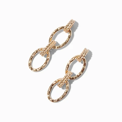 Gold-tone Textured Chain Link Drop Earrings