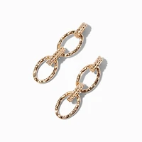 Gold-tone Textured Chain Link Drop Earrings