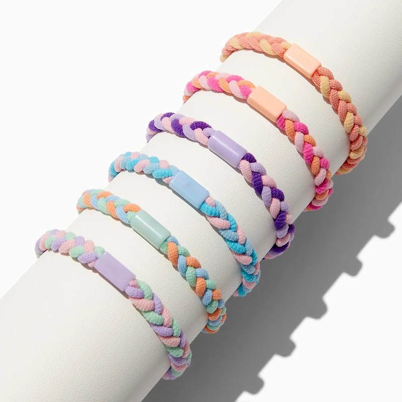Pastel Braided Hair Ties - 6 Pack