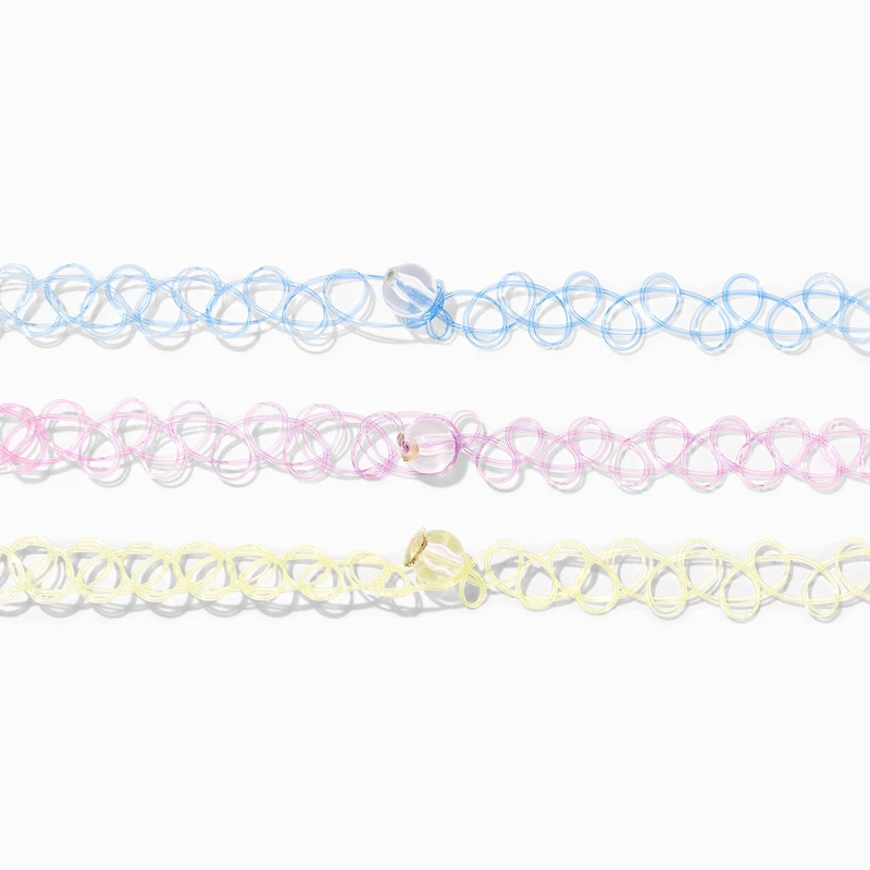 Claire's Club Kidcore Rainbow Tattoo Choker Necklaces - 3 Pack