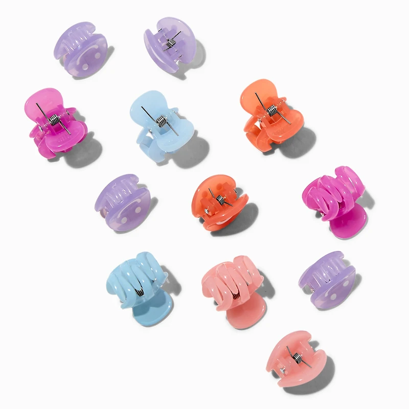 Pastel Happy Face Mixed Mini Hair Claws - 12 Pack
