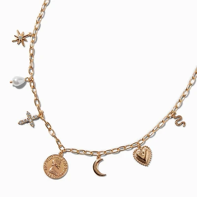 Gold-tone Coin Charm Necklace 