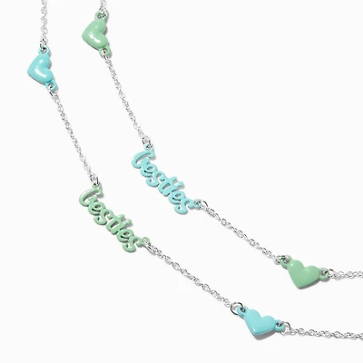 Best Friends Blue & Green Besties Heart Pendant Necklaces - 2 Pack