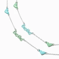 Best Friends Blue & Green Besties Heart Pendant Necklaces - 2 Pack