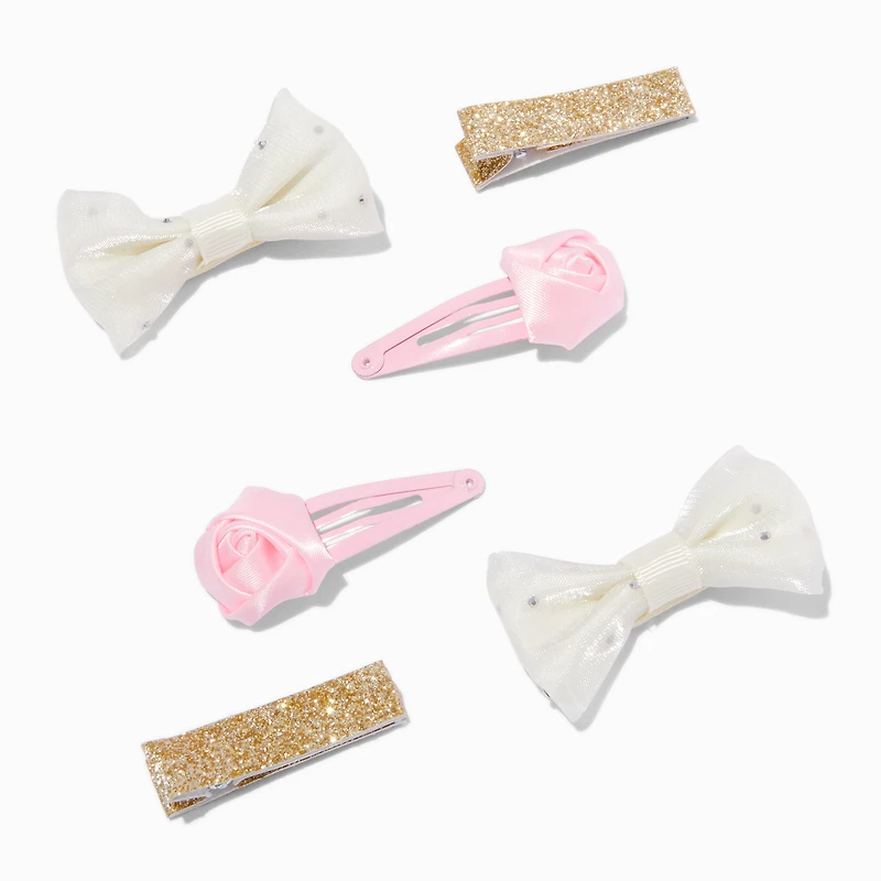 Claire's Club Mixed Rose Hair Clips - 6 Pack