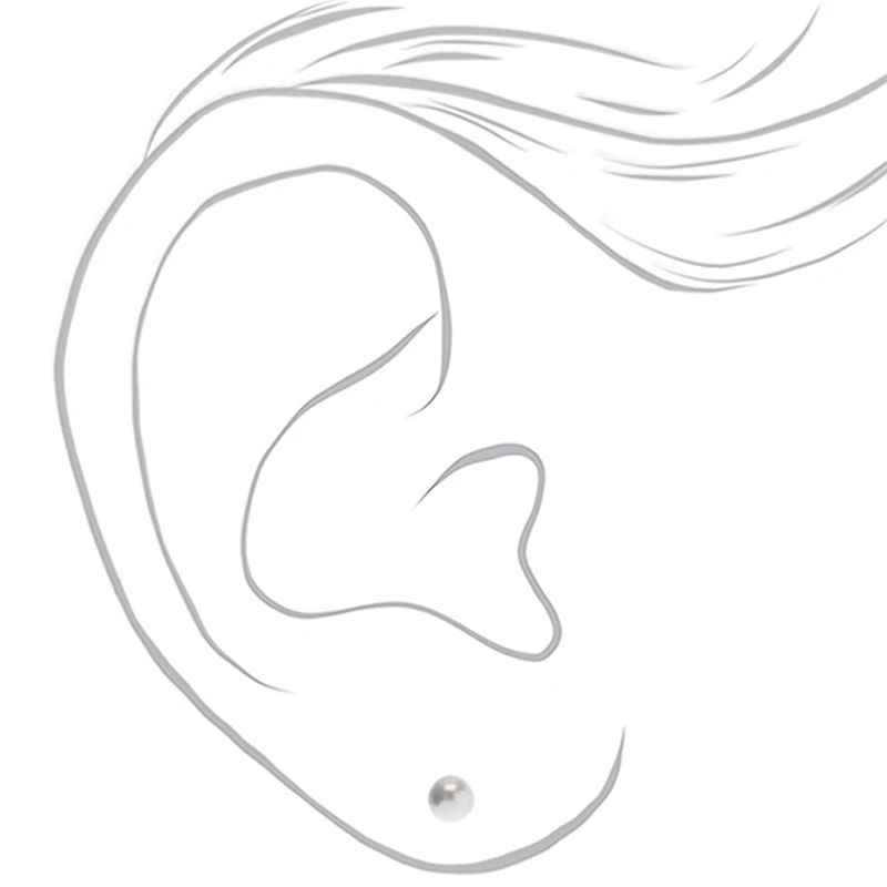 Graduated White Pearl Stud Earrings - 3 Pack