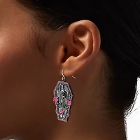 Pink Coffin Halloween Drop Earrings