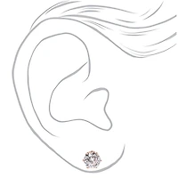Rose Gold-tone Cubic Zirconia 8mm Round Stud Earrings