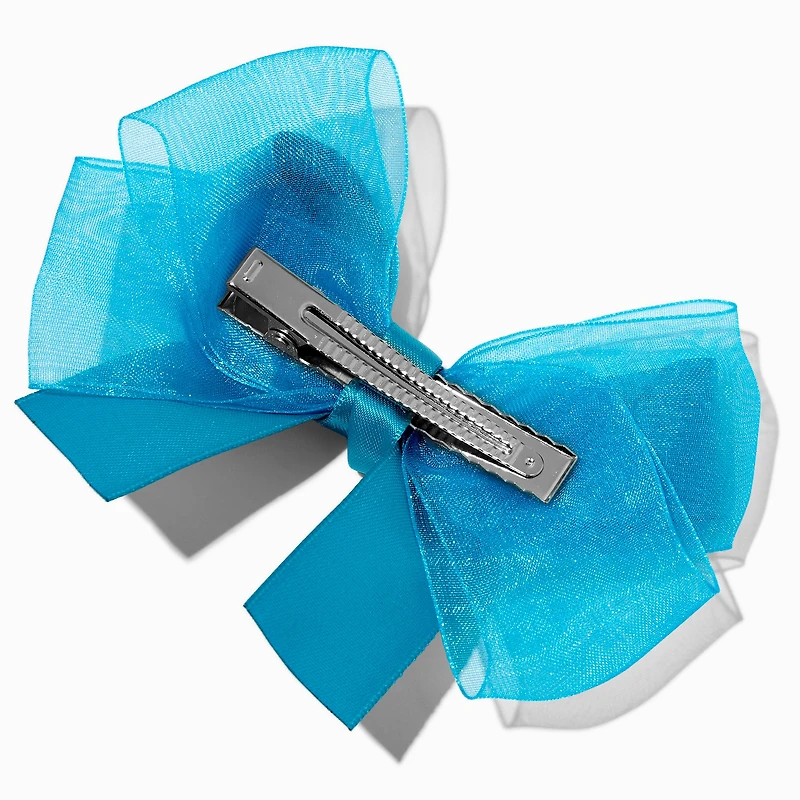 Claire's Club Teal Satin Chiffon Hair Bow Clip