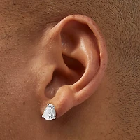 Silver-tone Cubic Zirconia 8mm Teardrop Stud Earrings