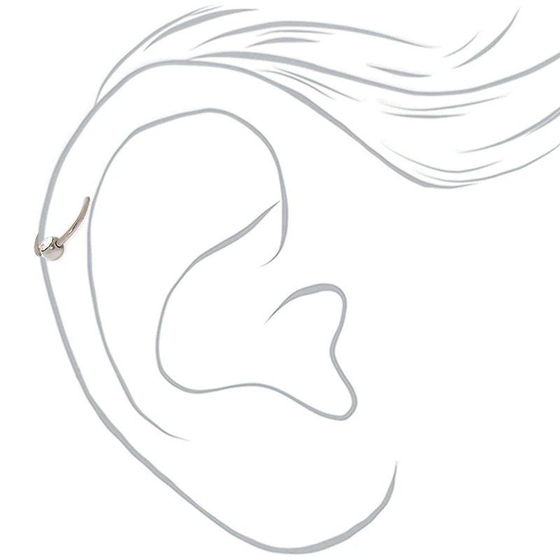 Silver-tone Titanium 20G Crystal Cartilage Hoop Earring