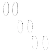 Silver-tone 50mm Hoop Earrings - 3 Pack