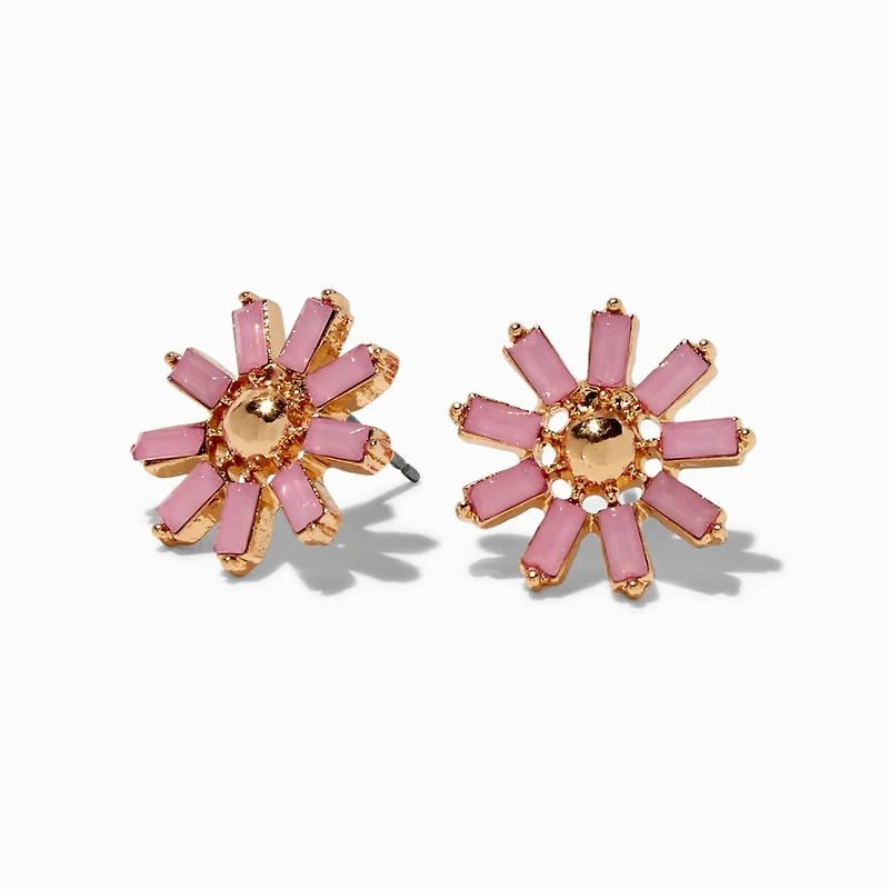 Blush Pink Flower Gold-tone Stud Earrings