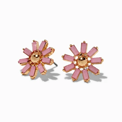 Blush Pink Flower Gold-tone Stud Earrings