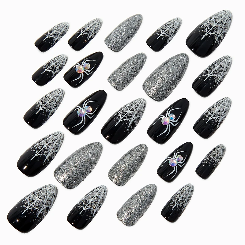 Spiderweb Halloween Squareletto Press On Faux Nail Set