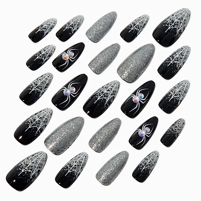 Spiderweb Halloween Squareletto Press On Faux Nail Set
