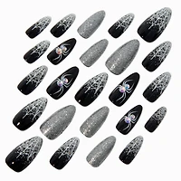 Spiderweb Halloween Squareletto Press On Faux Nail Set
