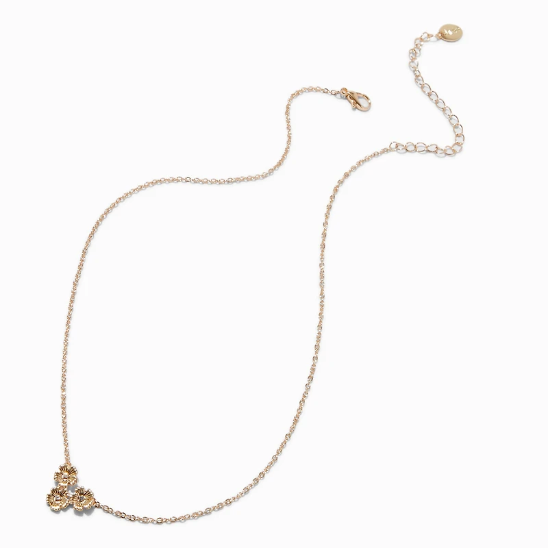 Gold-tone Triple Daisy Necklace