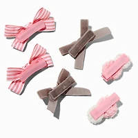 Claire's Club Pink Pom Hair Bow Clips - 6 Pack