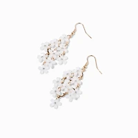 White Flower Chandelier 2.5" Drop Earrings