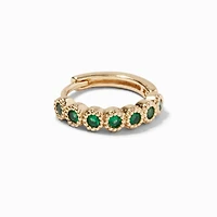 Gold-tone Stainless Steel Green Cubic Zirconia 18G Cartilage Clicker Earring