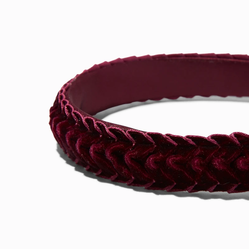 Maroon Velvet Braided Headband