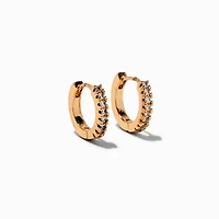 Gold-tone Cubic Zirconia Pavé 10mm Hoop Earrings