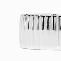Silver-tone Thick Ribbed Stretch Bracelet 