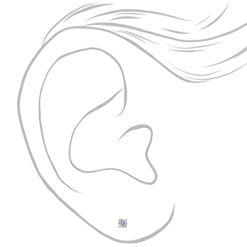C LUXE by Claire's Sterling Silver Cubic Zirconia 3mm Round Stud Earrings