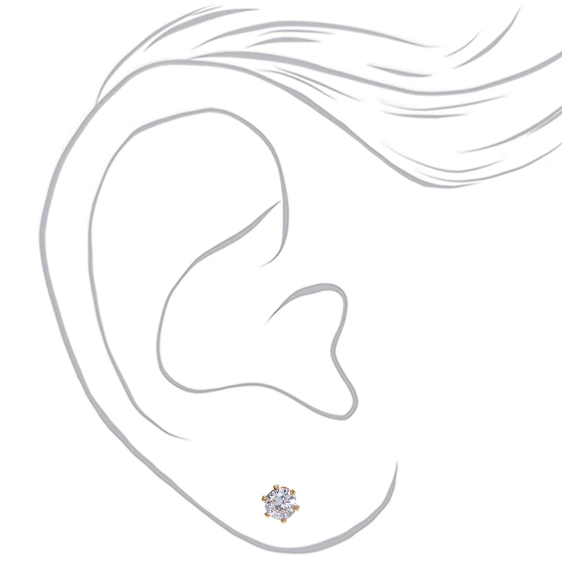 C LUXE by Claire's 18kt Gold Plated Cubic Zirconia 4mm Round Stud Earrings