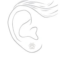 Silver-tone Paw Print Stud Earrings