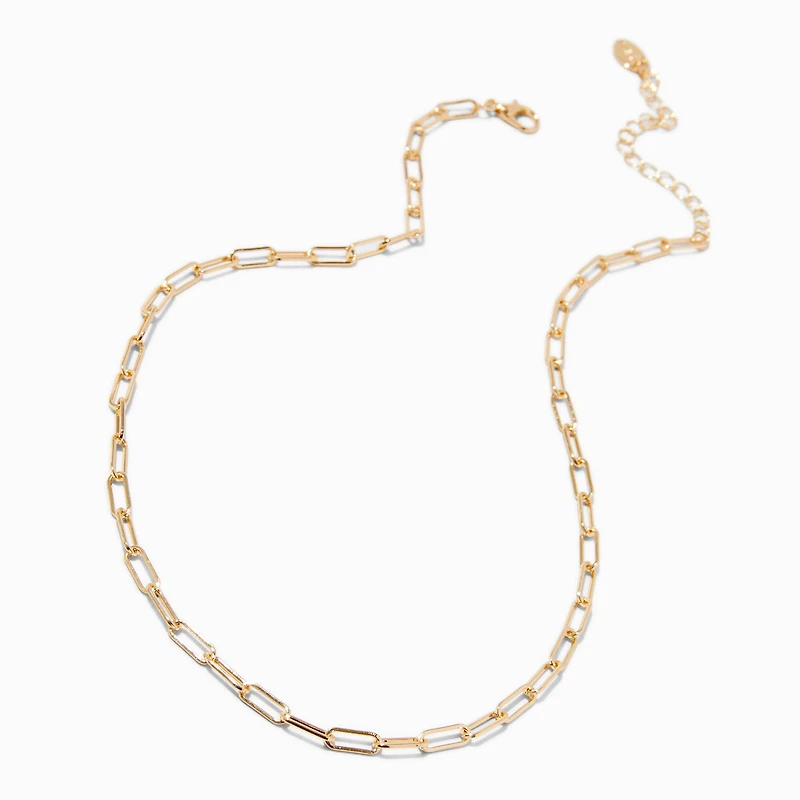 Gold-tone Medium Paperclip Stackable Chain Necklace