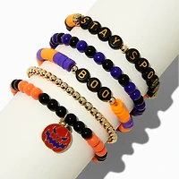 "Stay Spooky" & "Boo" Halloween Beaded Stretch Bracelets - 5 Pack