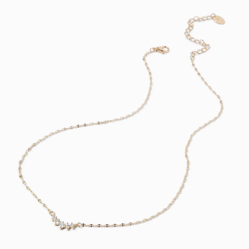 Gold-tone Crystal Crescent Pendant Necklace