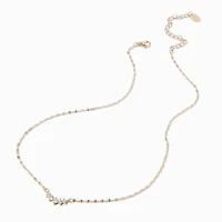 Gold-tone Crystal Crescent Pendant Necklace