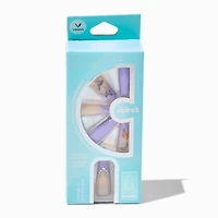 Butterfly French Tip Bling Squareletto Vegan Faux Nail Set