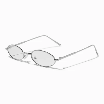 Silver Slim Oval Clear Lens Frames