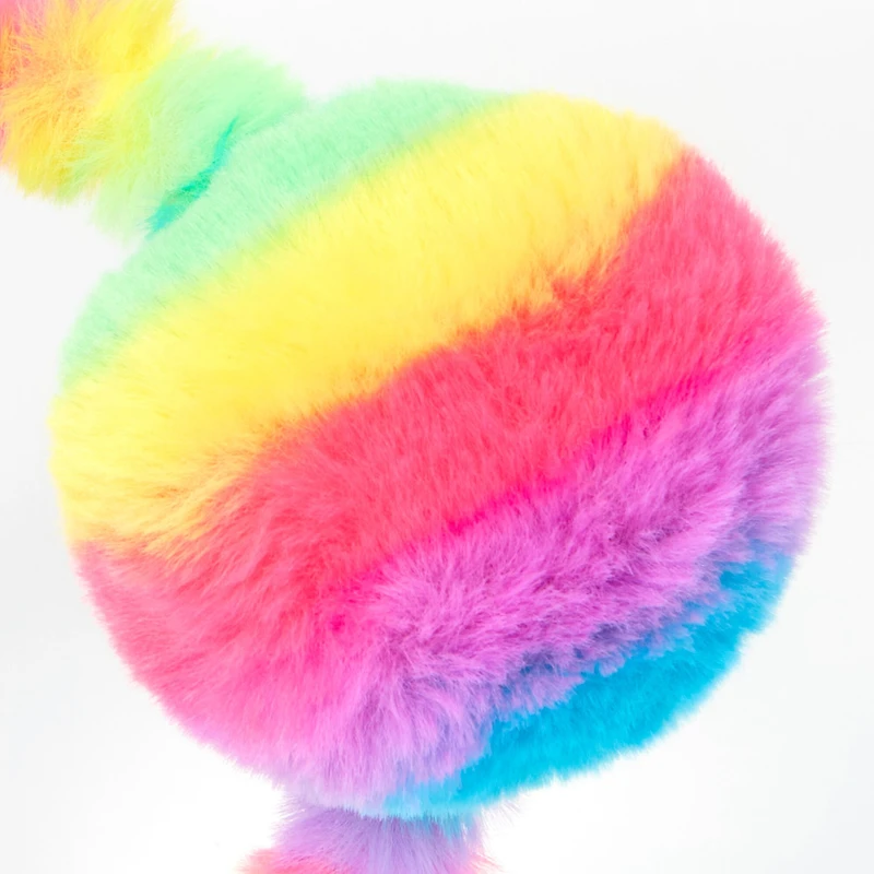 Bright Rainbow Plush Pom Pom Ears Headband