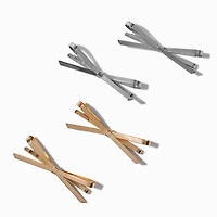 Mixed Metal Metal Hair Bow Pins - 4 Pack
