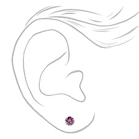 Purple Cubic Zirconia 5mm Round Stud Earrings 