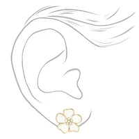 White Flower Clip-On Earrings