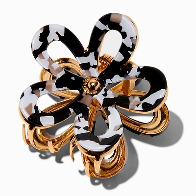 Black & White Metal Flower Hair Claw