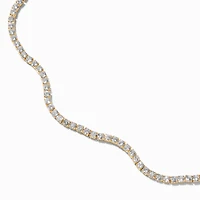 Gold-tone Cubic Zirconia Wiggle Tennis Choker Necklace