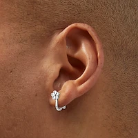 White Flower Silver-tone Clip-On Stud Earrings