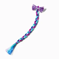 Claire's Club ''Kind'' Jewel Tone Bow Braid Faux Hair Clip