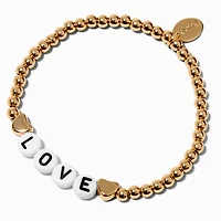 ''Love'' Gold-tone Beaded Stretch Bracelet 