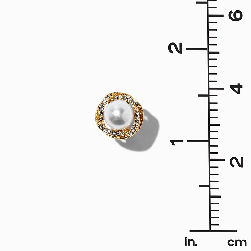 Gold-tone Pearl Knot Clip-On Earrings